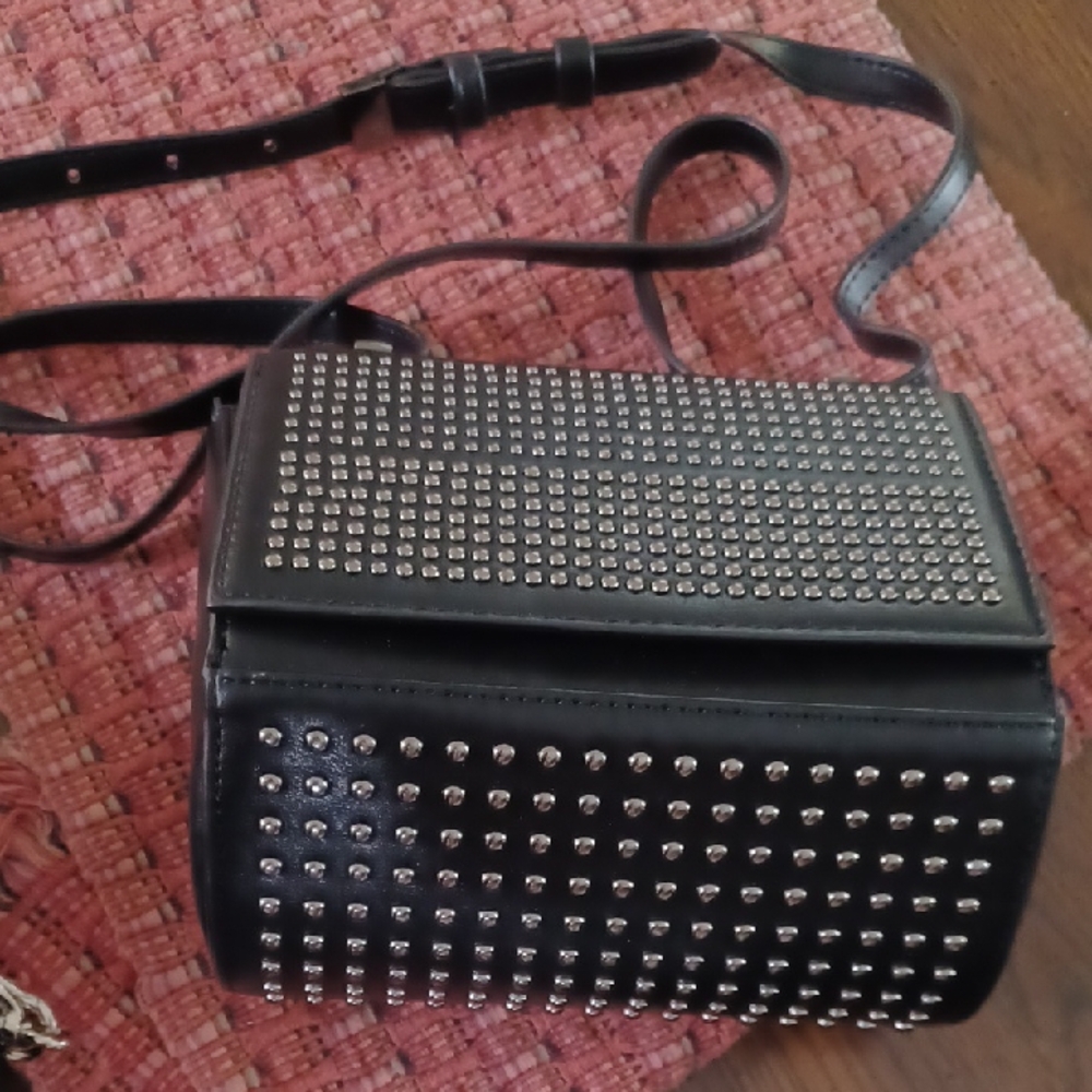 Elegant Black Studded Crossbody Bag